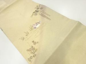 鴛鴦に花模様刺繍名古屋帯